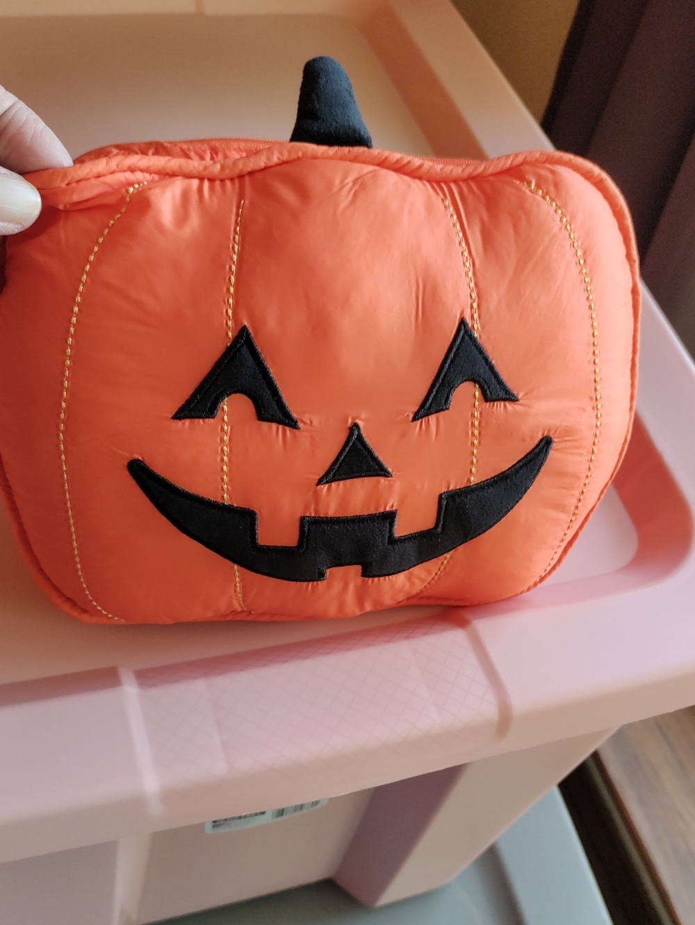 Kids Orange Pumpkin Face Treat Bag